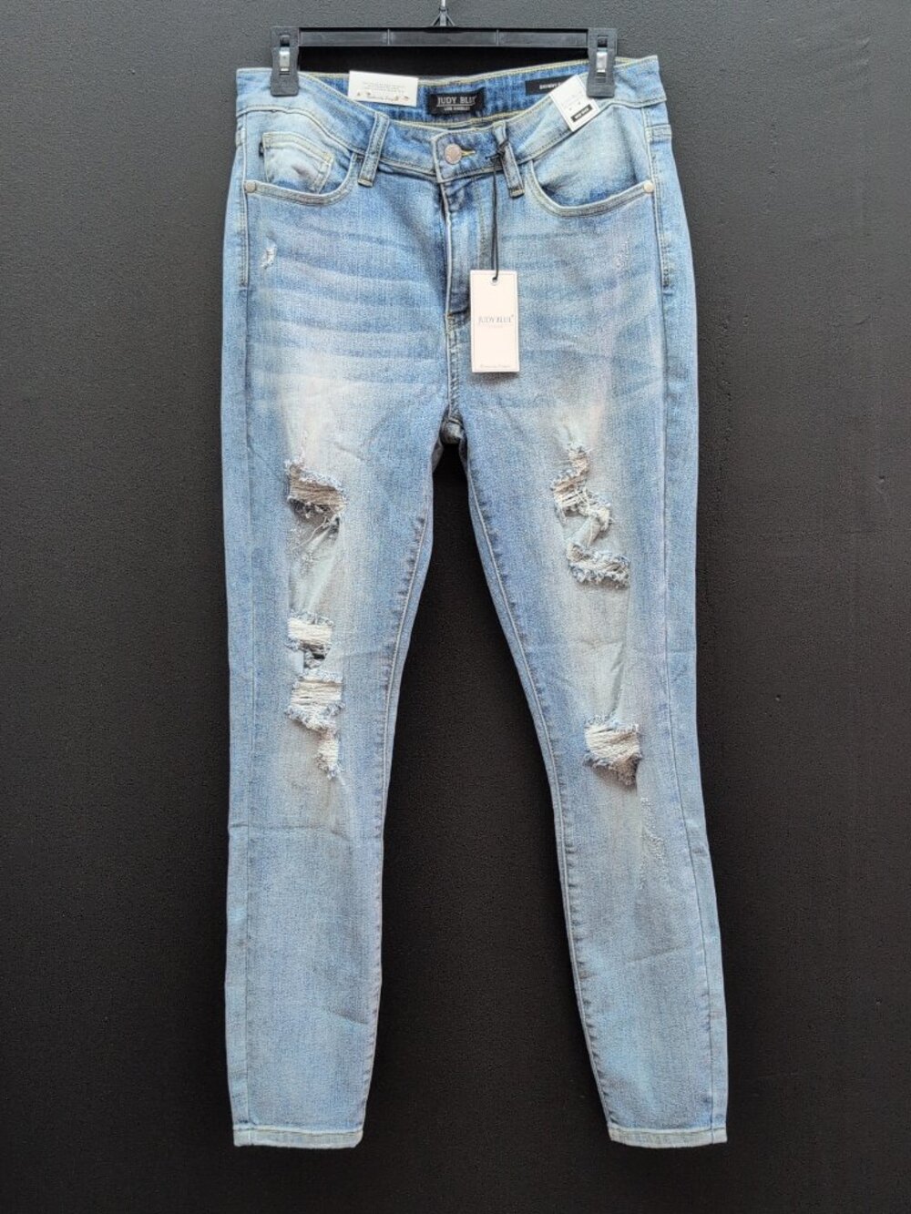 Judy Blue Mid Rise Distressed Skinny Women's Jeans Size 32 Light Wash Blue